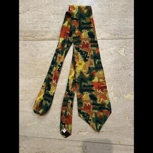 J‎ GARCIA MENS TIE ORANGE GREEN YELLOW Running Paint Pattern